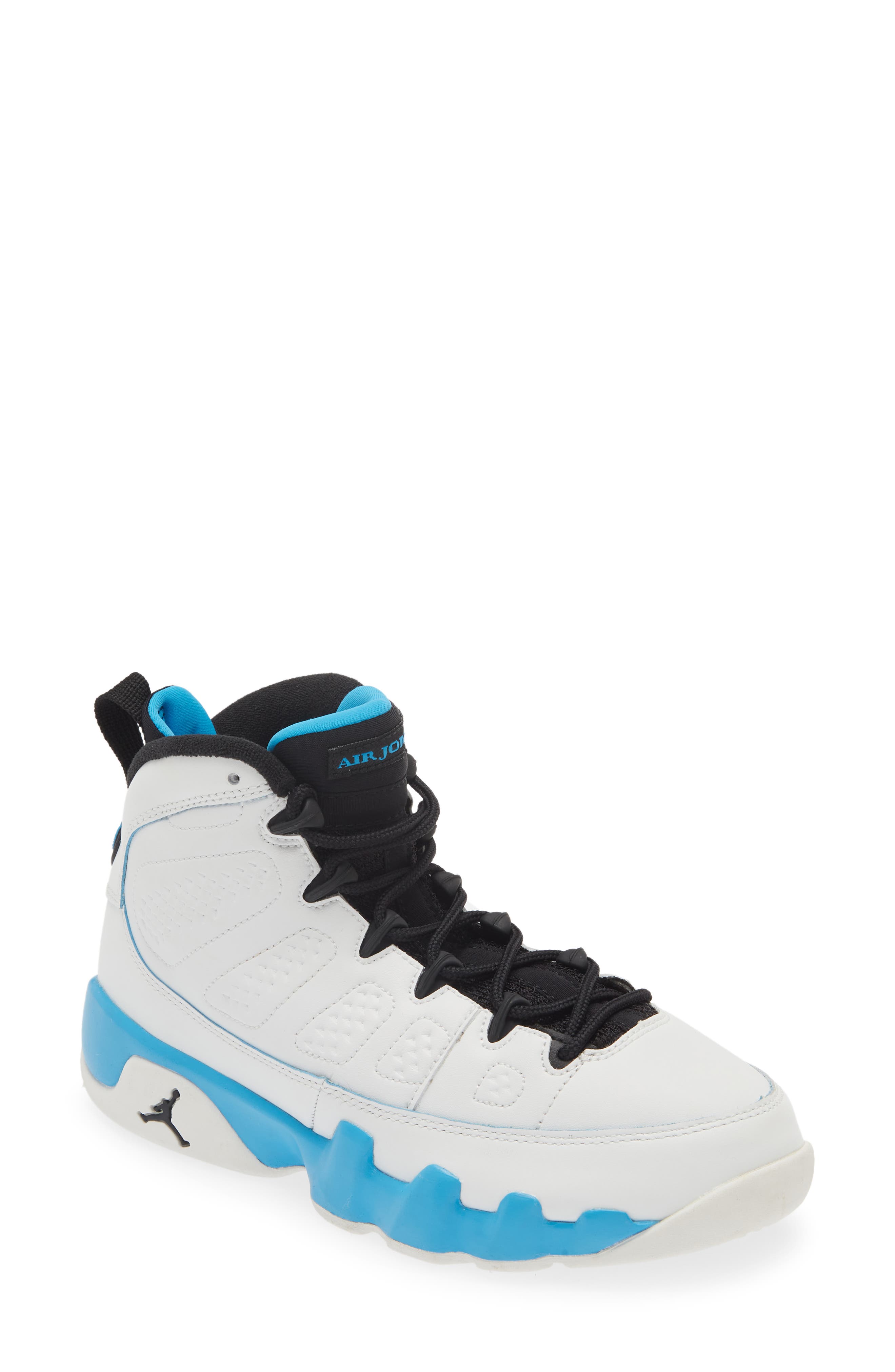 Jordan Kids' Air Jordan 9 Retro 'Powder Blue' High Top Sneaker, Main, color, 