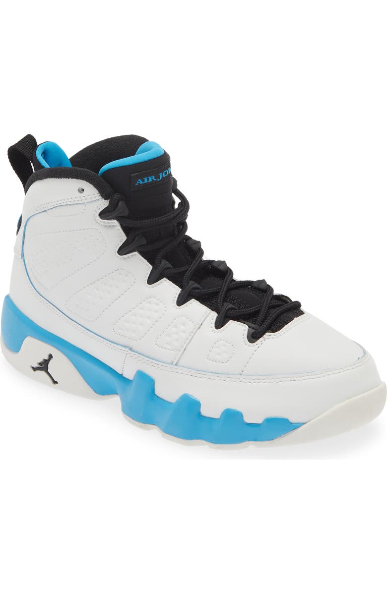 Jordan Kids' Air Jordan 9 Retro 'Powder Blue' High Top Sneaker, Main, color,