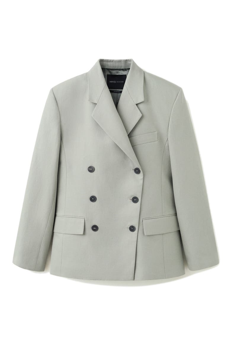 Double Breasted Cotton & Linen Jacket, Alternate, color, GREY