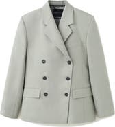 MANGO Double Breasted Cotton & Linen Jacket