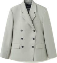 MANGO Double Breasted Cotton & Linen Jacket