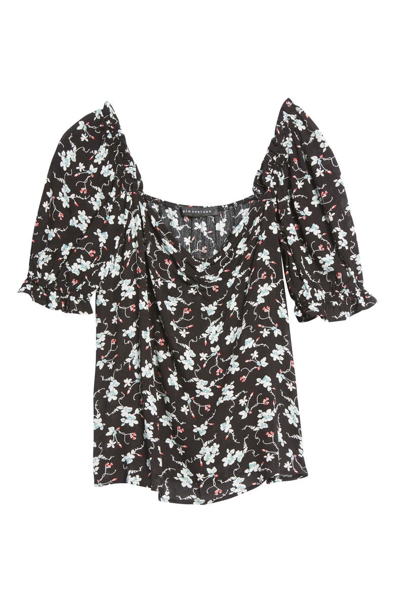 GIBSONLOOK Puff Sleeve Top, Alternate, color, Black Ditsy