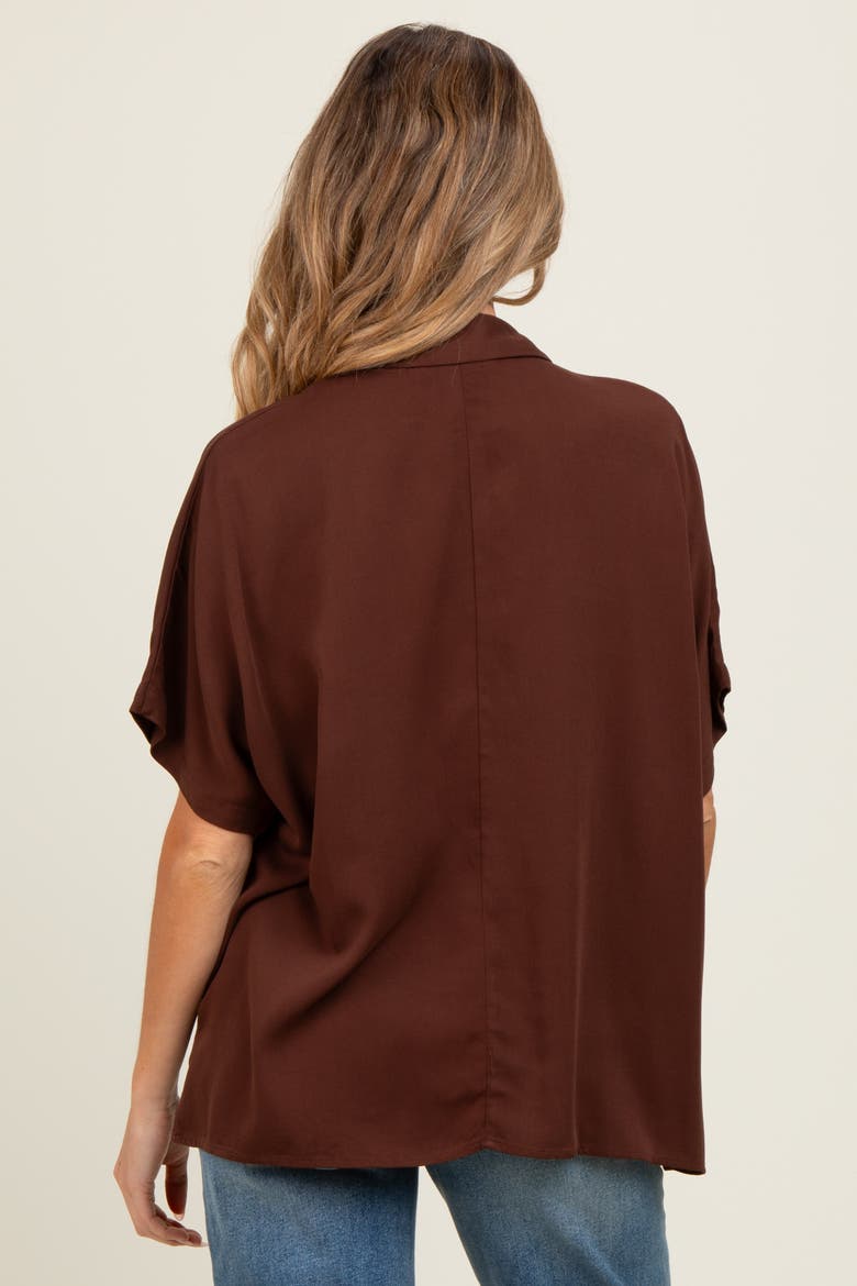 Dolman Sleeve Button Down Blouse, Alternate, color, Brown