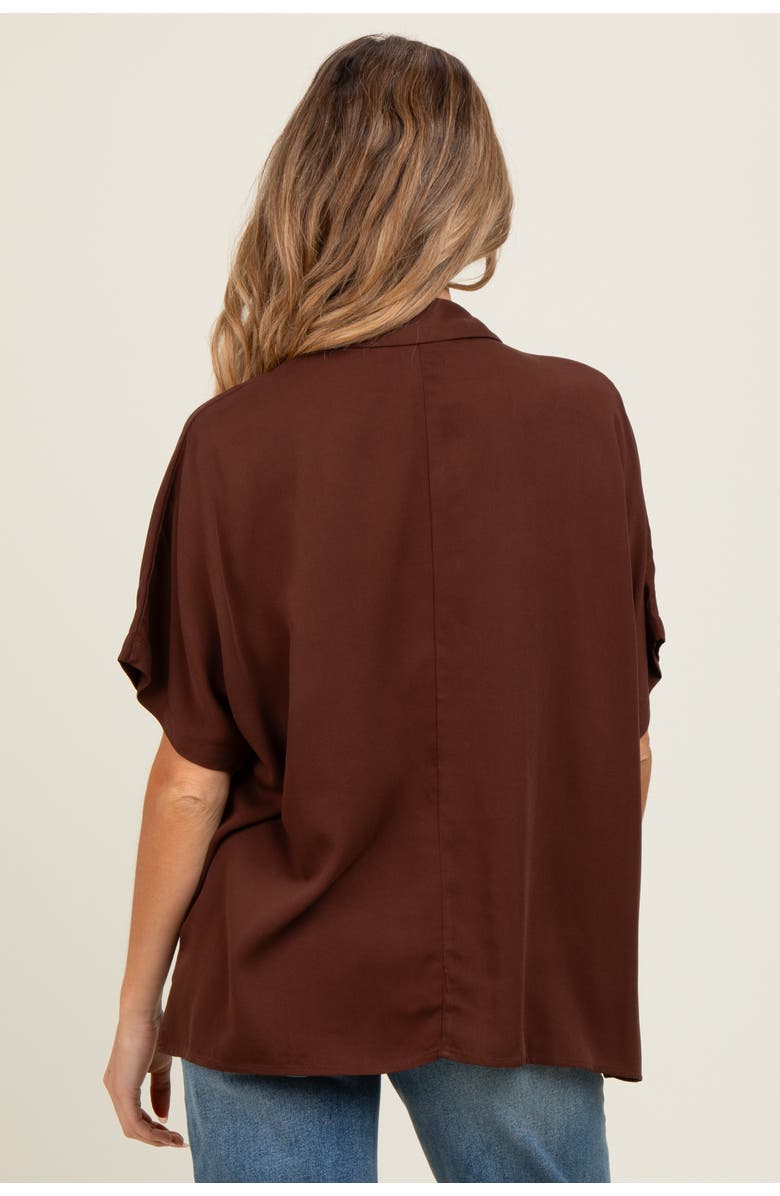 PinkBlush Dolman Sleeve Button Down Blouse, Alternate, color, Brown