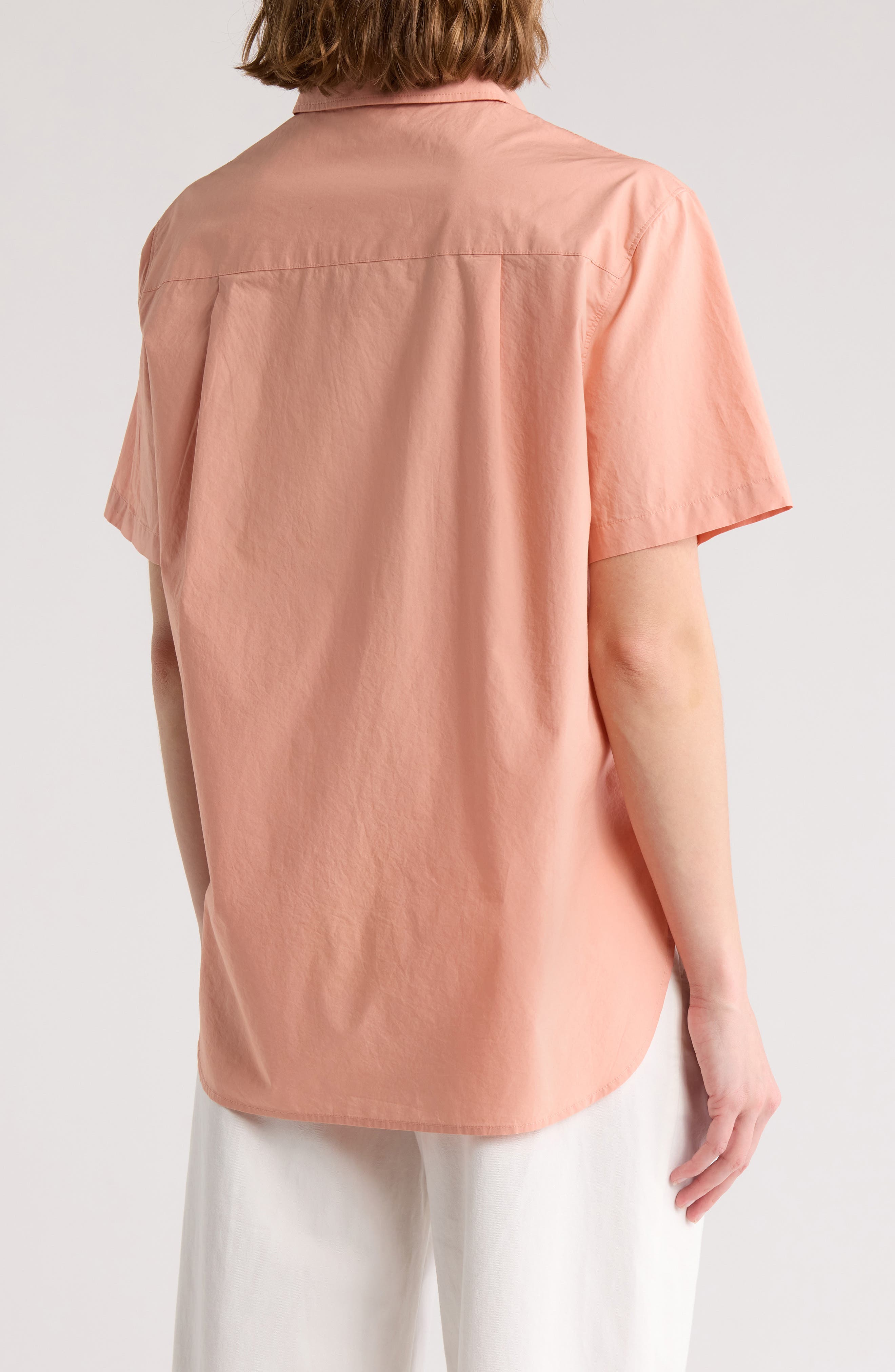 Short Sleeve Cotton Poplin Button-Up Shirt - image 2