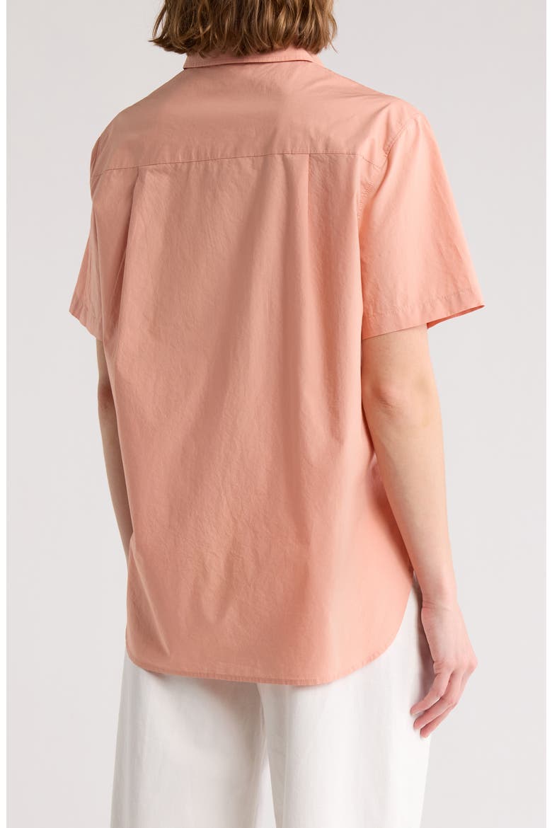 Short Sleeve Cotton Poplin Button-Up Shirt, Alternate, color, DK APRICOT CLAY