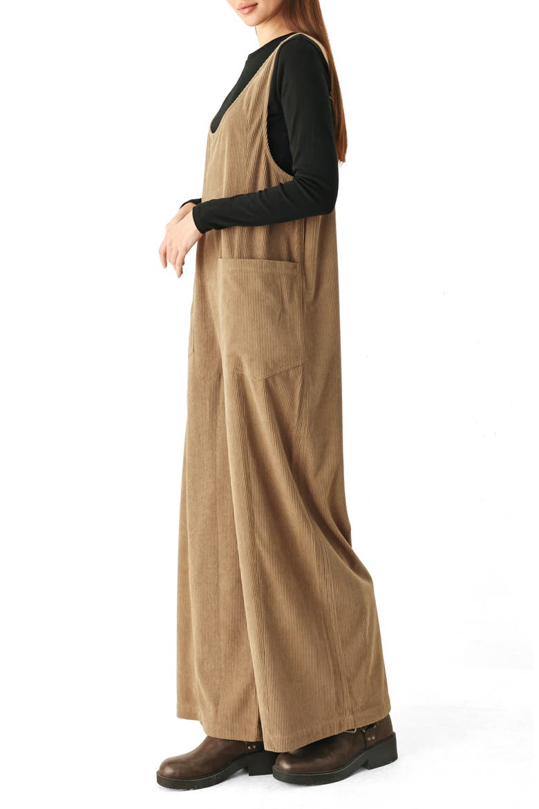 Wide Leg Corduroy Jumpsuit, Alternate, color, BROWN