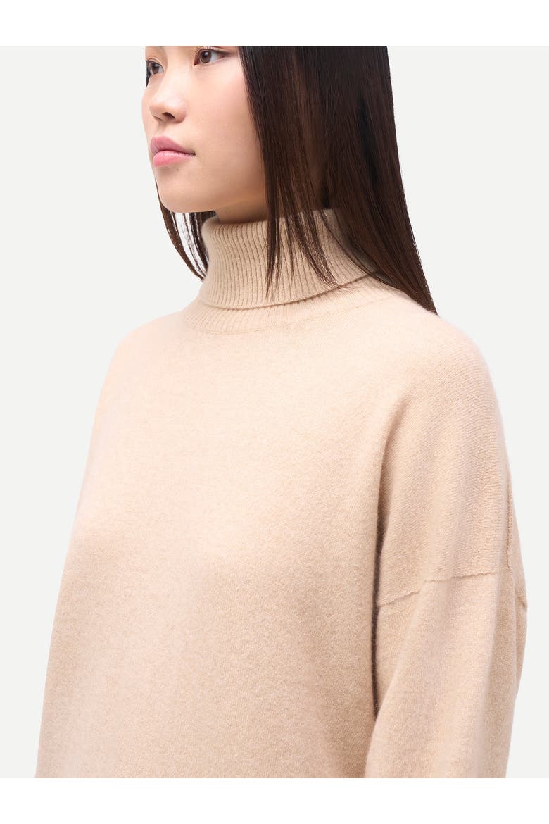 Women T-Neck Cashmere Sweater, Alternate, color, beige