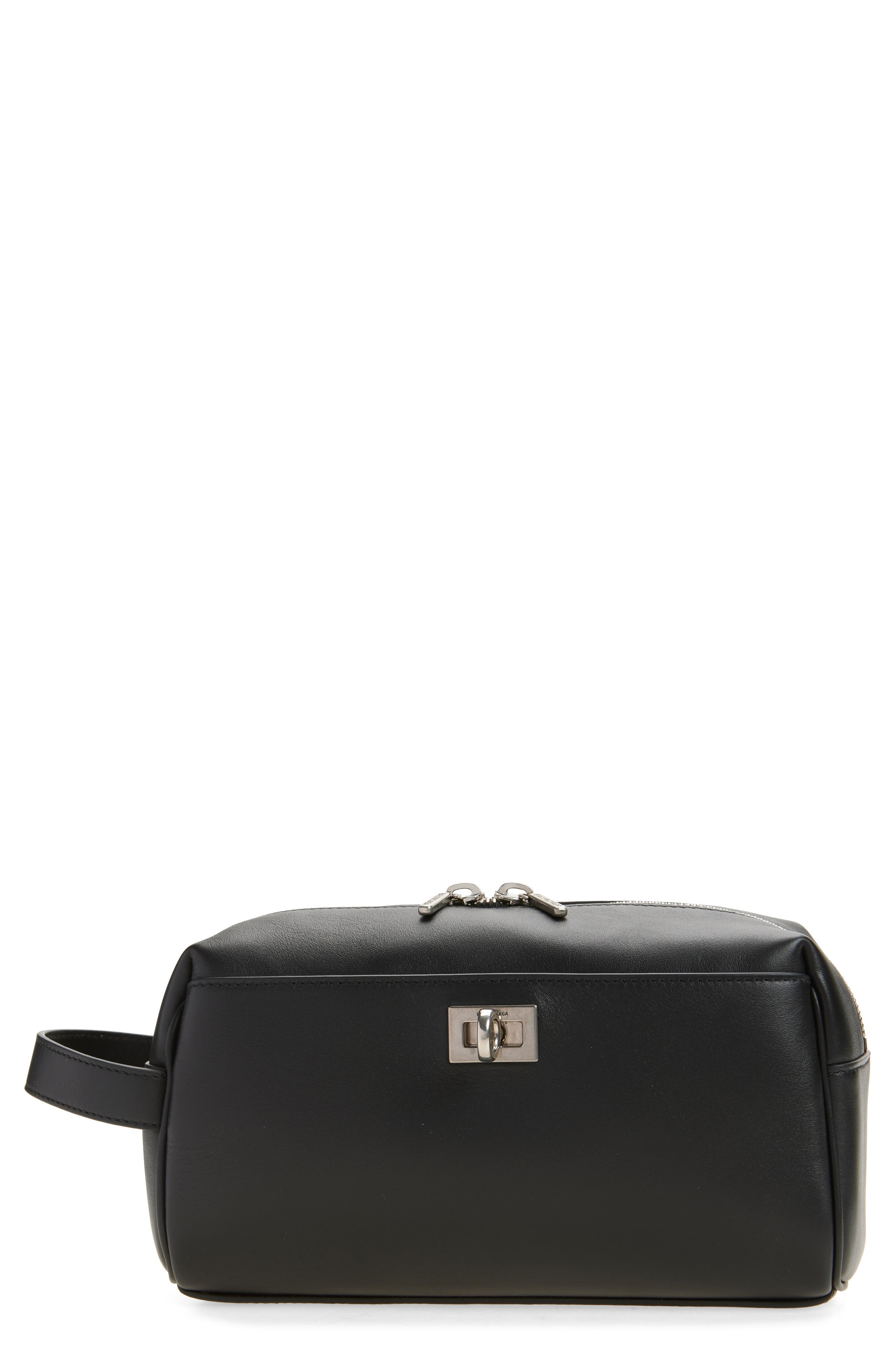 Balenciaga Rodeo Leather Vanity Case, Main, color, 1000 Black