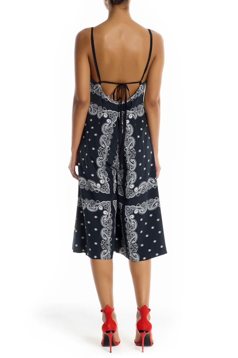 Bandana Silk Jumpsuit, Alternate, color, BLACK