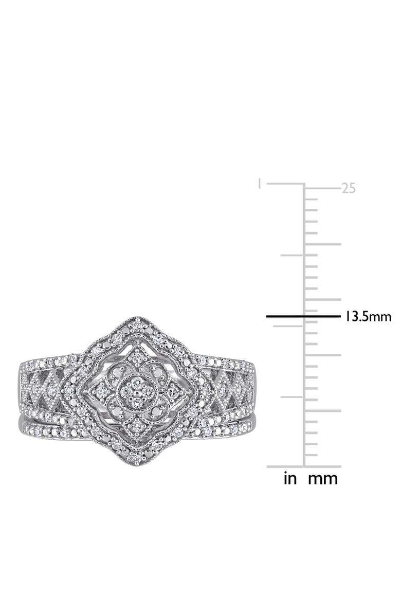 Julianna B. Diamond Halo Vintage Bridal Ring Set, Alternate, color, Sterling Silver
