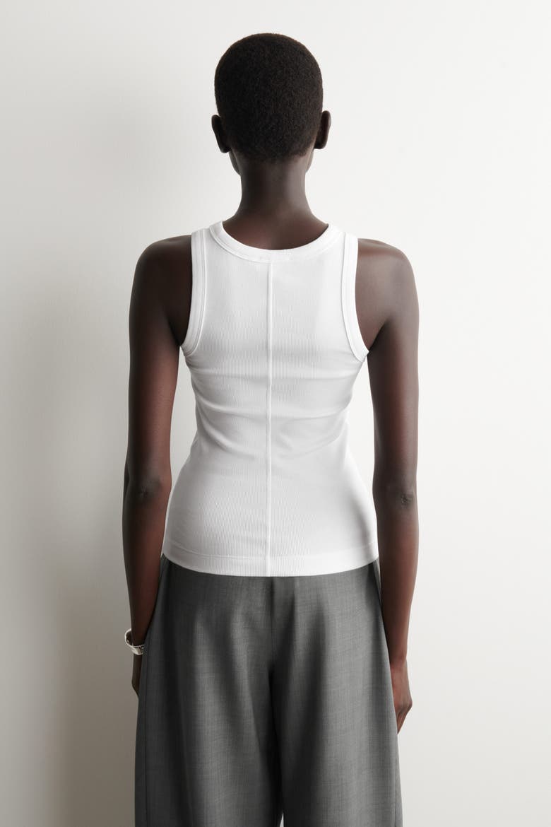 Ribbed Cotton Tank Top, Alternate, color, WHITE
