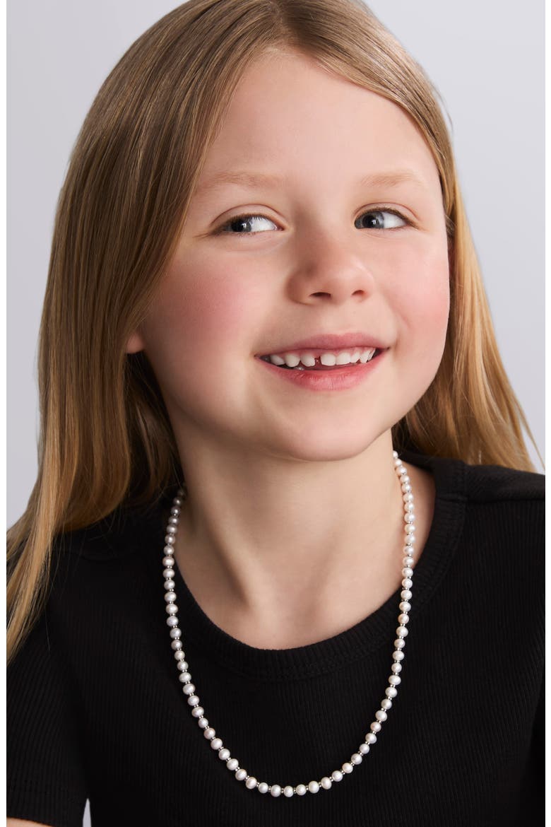 Kids' Kinder Cultured Pearl Necklace, Alternate, color, STERLING SILVER