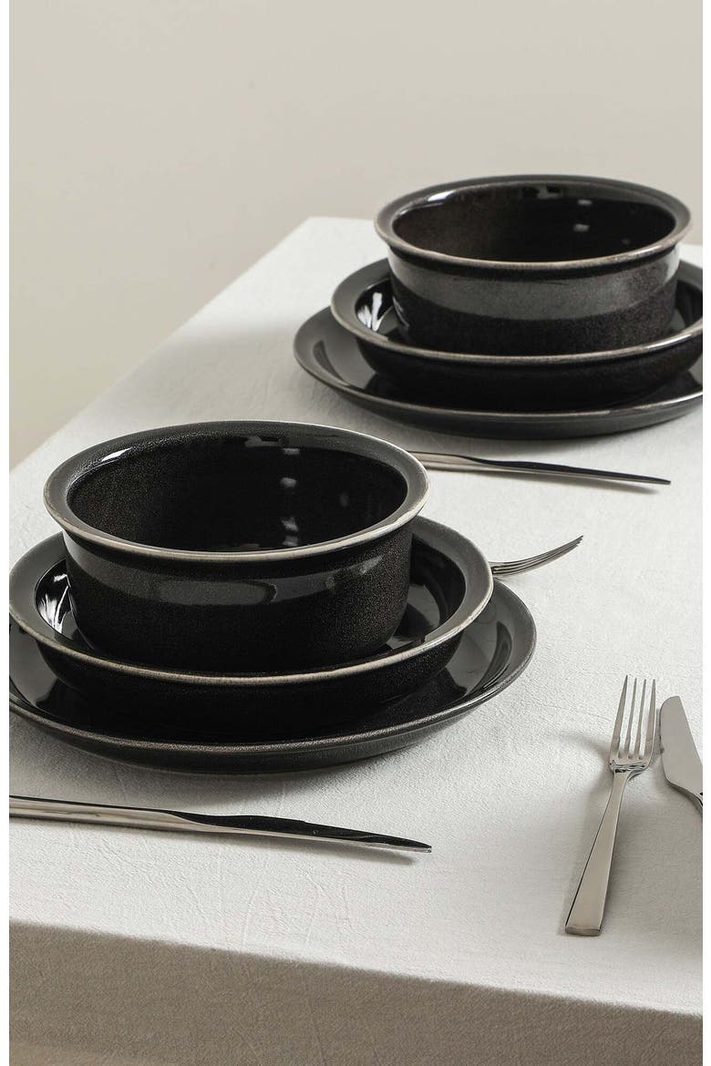 Slate Stoneware 12-Piece Dinnerware Set, Alternate, color, Black