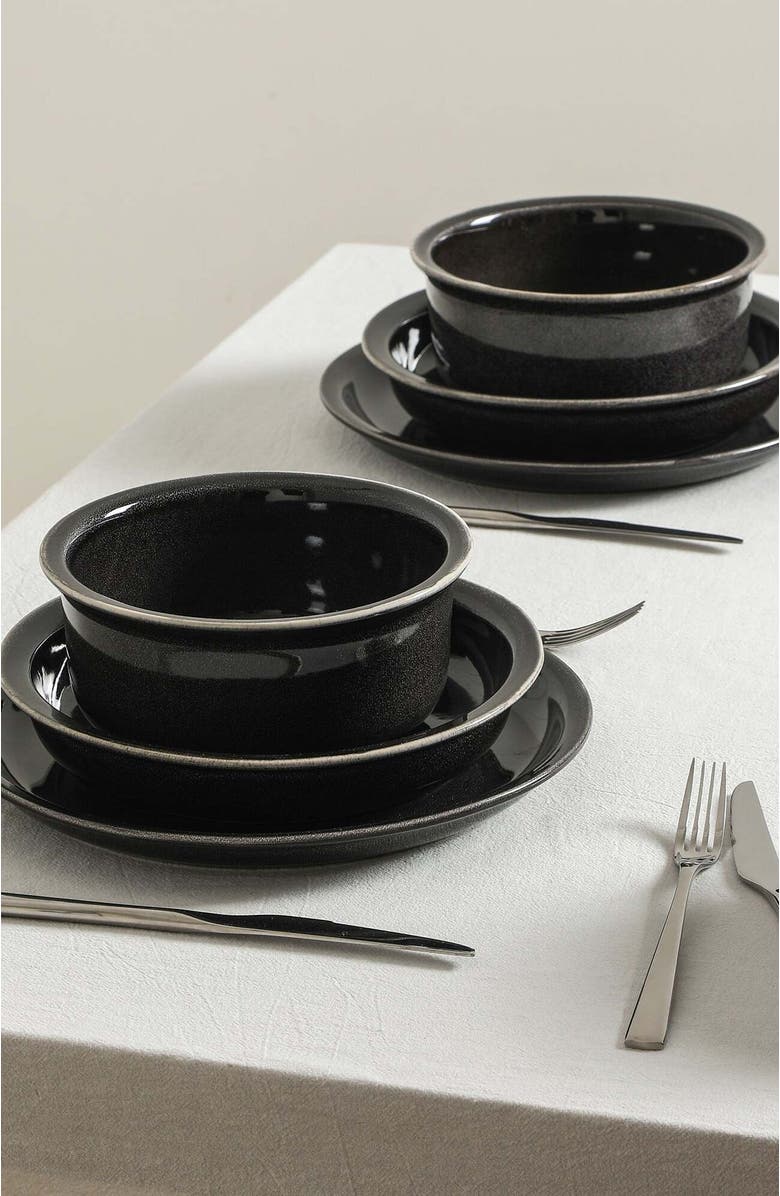 Stone Lain Slate Stoneware 12-Piece Dinnerware Set, Alternate, color, Black