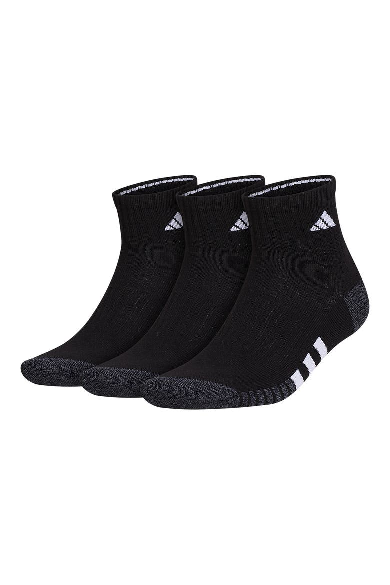 3-Pack Cushioned High Quarter Socks, Main, color, BLACK/ GREY/ WHITE