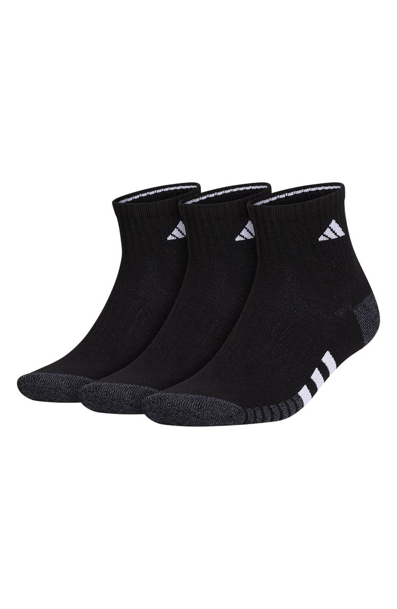 adidas 3-Pack Cushioned High Quarter Socks, Main, color, Black/ Grey/ White