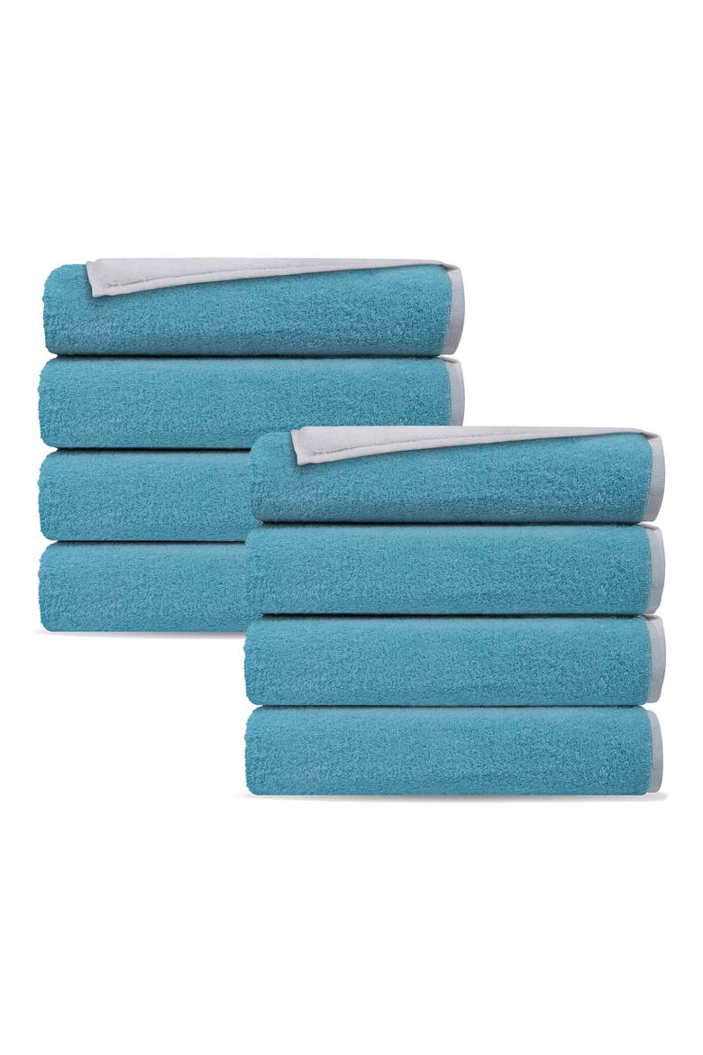 Double Face 8-Piece Turkish Cotton Hand Towels, Main, color, WHITE SEAGLASS