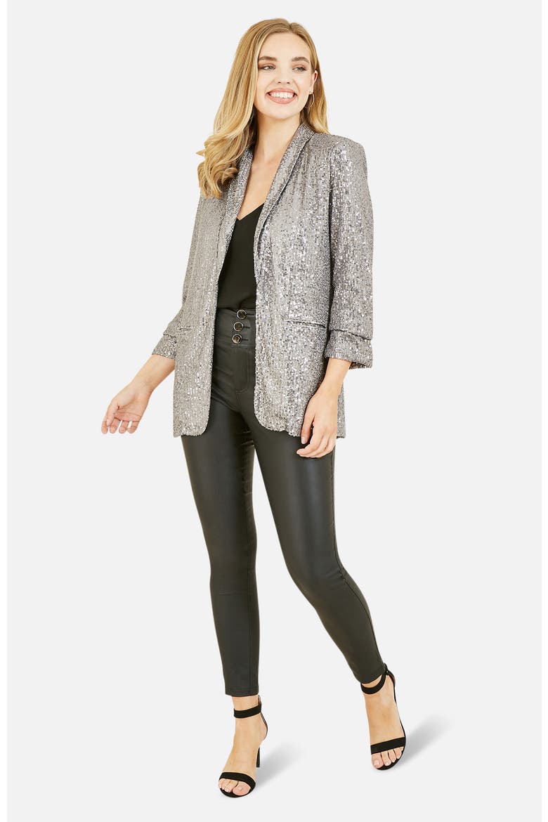 Sequin Blazer, Alternate, color, Silver