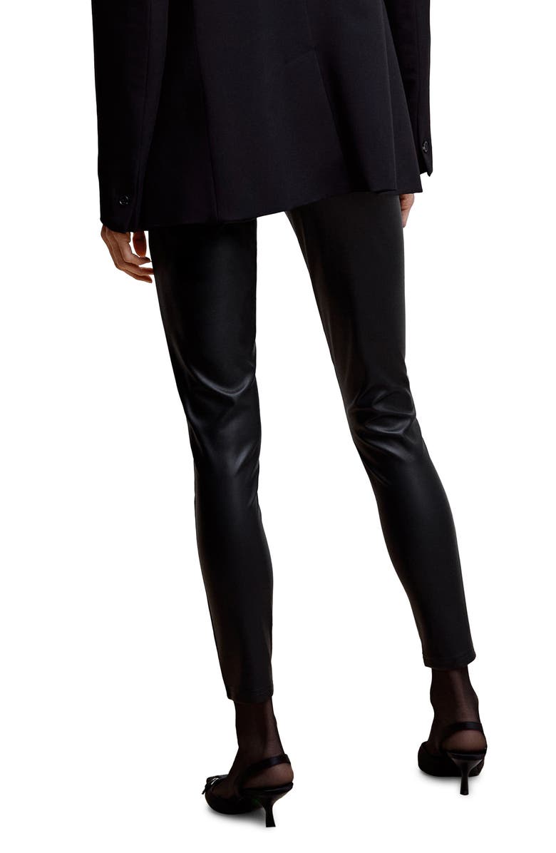 MANGO Faux Leather High Waist Crop Leggings, Alternate, color,
