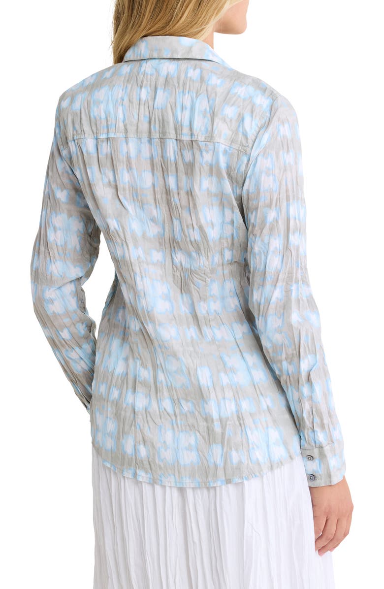 nz BY NIC AND ZOE Shibori Core Crinkle Button-Up Cotton Shirt, Alternate, color, Blue Multi