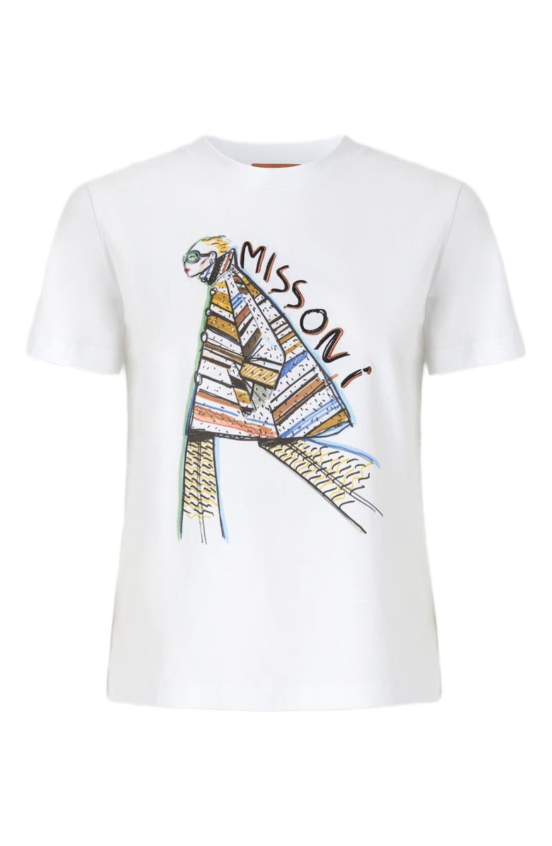 Missoni Short Sleeve T-shirt With Print And Logo, Alternate, color, White