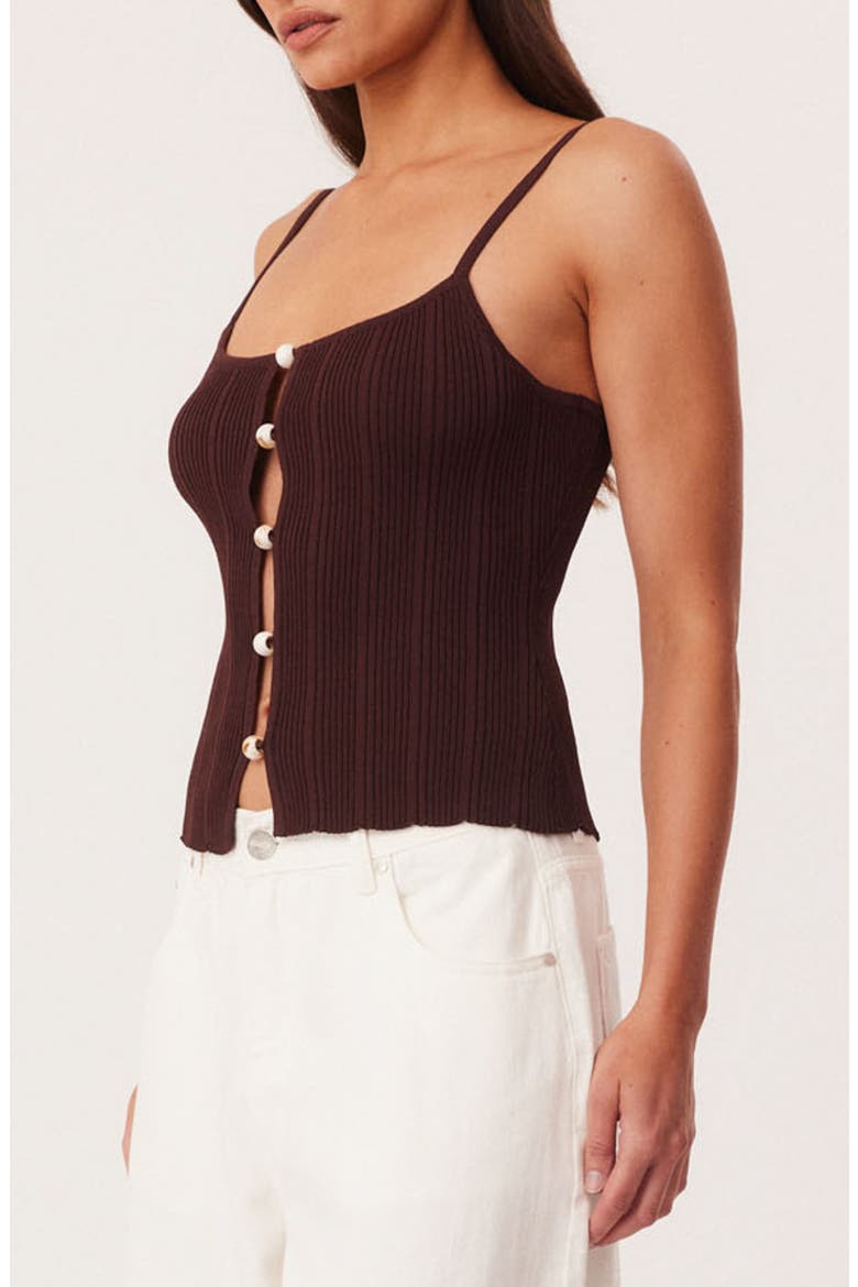 Odessa Bead Lined Rib Camisole, Alternate, color, CHOCOLATE