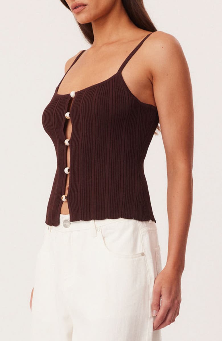 SNDYS Odessa Bead Lined Rib Camisole, Alternate, color, Chocolate