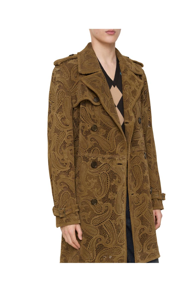 Mid-length Paisley Suede Lawshall Trench Coat, Alternate, color, Tan brown