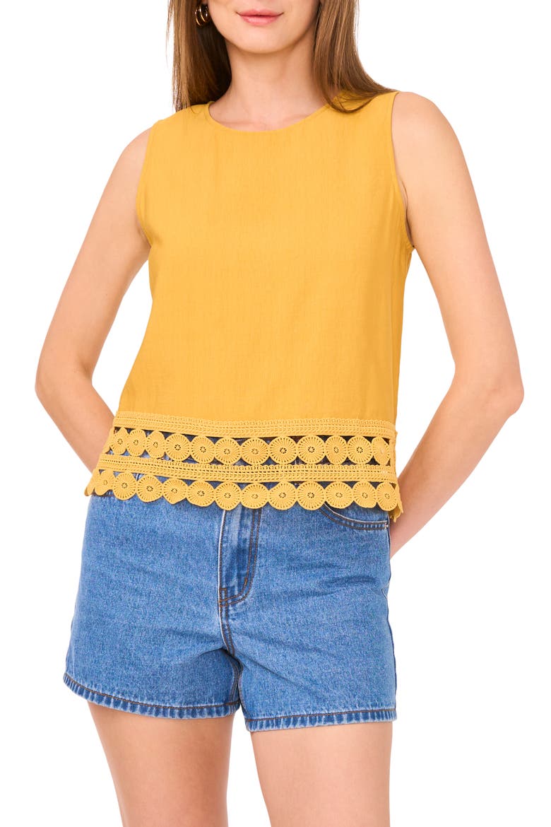 Circle Lace Trim Tank, Main, color, GOLDEN SPICE