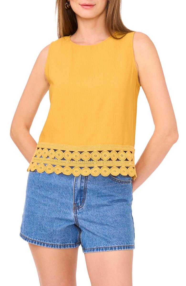 Vince Camuto Circle Lace Trim Tank, Main, color, Golden Spice