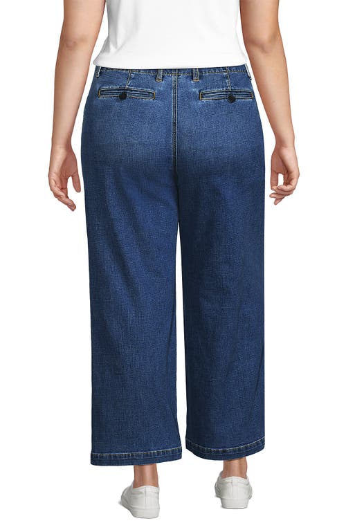 Lands' End Plus Size Mid Rise Denim Wide Leg Ankle Jeans In Indigo Tide Blue