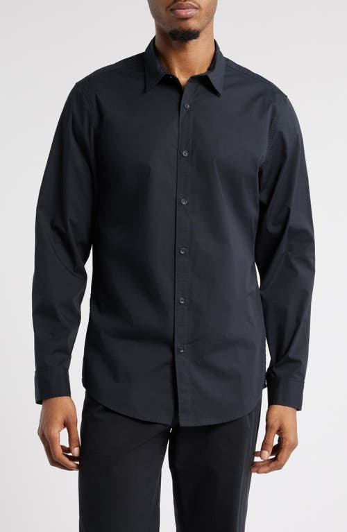 Open Edit Slim Fit Stretch Cotton Button-up Shirt In Black Caviar