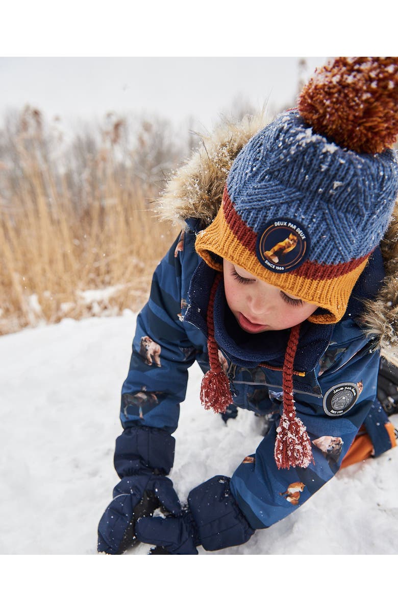 Deux par Deux Baby Boy's Peruvian Knit Hat Gradient Navy And Yellow, Alternate, color, Gradient Stripes