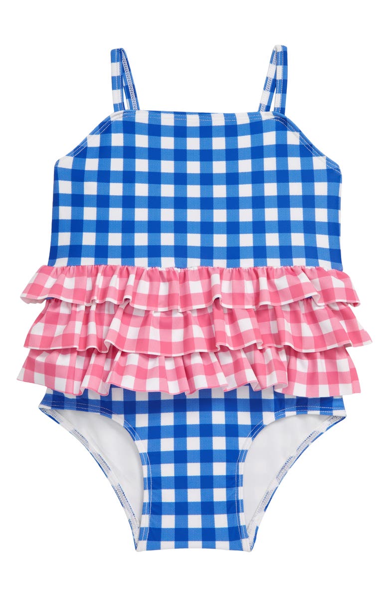 Tucker + Tate Gingham Ruffle One-Piece Swimsuit, Main, color, 
