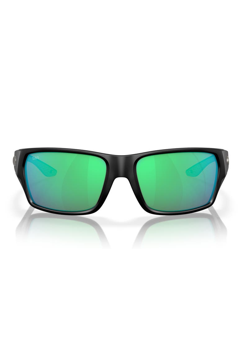Tailfin 60mm Polarized Sunglasses, Main, color, BLACK/ GREEN MIRROR