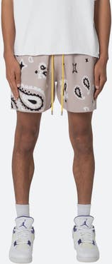 【mnem】Mihen Knit Shorts Paisley Knit Shorts - Green | mnml | shop now