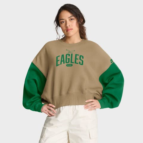 Women's Nike Tan Philadelphia Eagles Oversized Rewind Pullover Sweatshirt