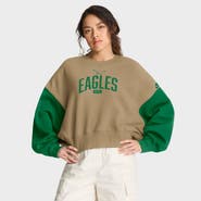 Nike Women's Nike Tan Philadelphia Eagles Oversized Rewind Pullover Sweatshirt