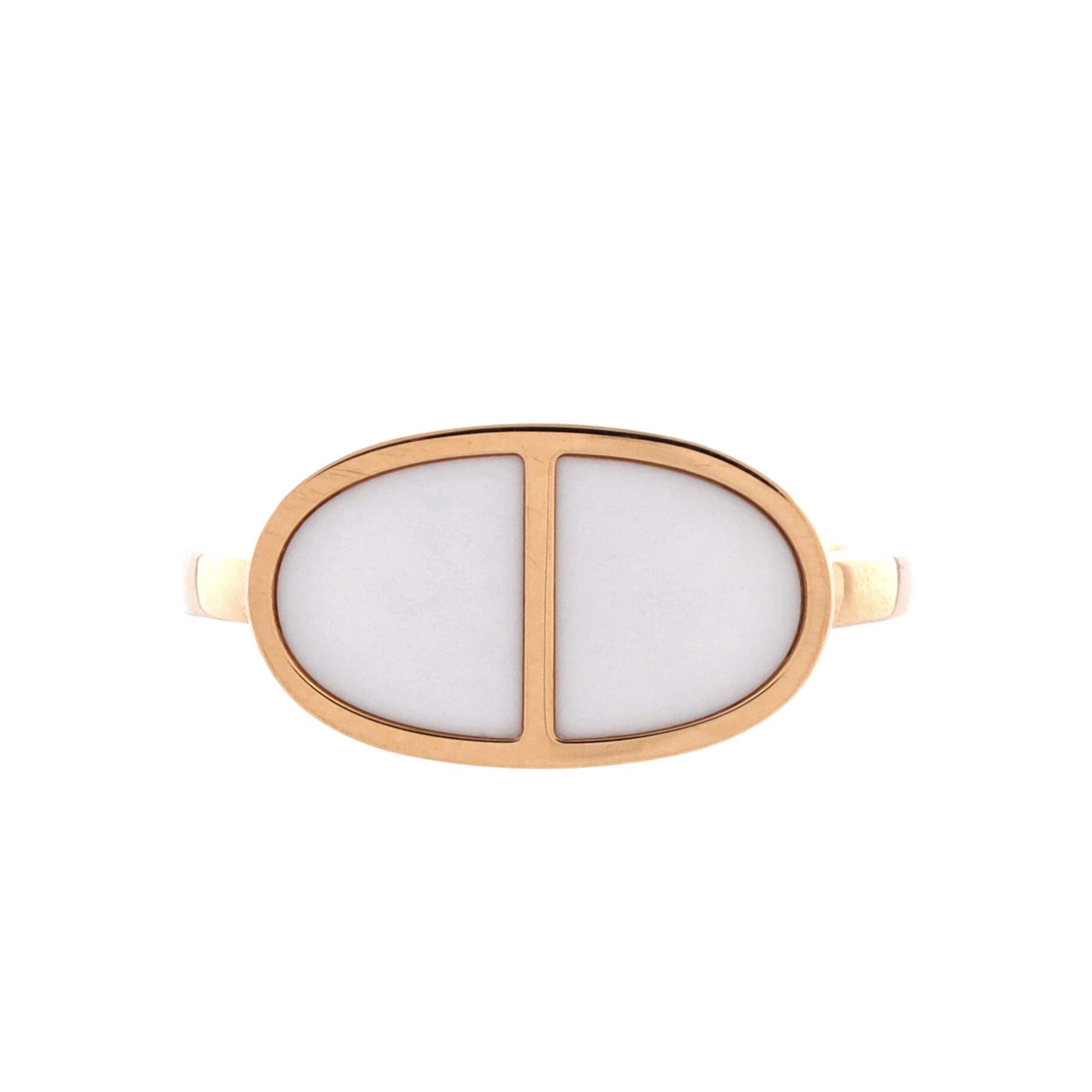 Chaine d'Ancre Verso Ring 18K Rose Gold with Ceramic Small, Main, color, Metallic Gold