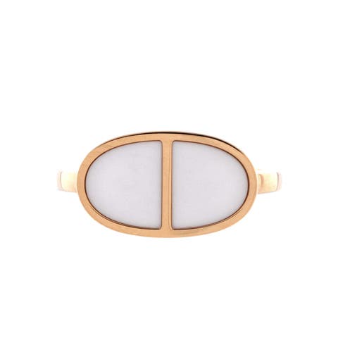 Chaine d'Ancre Verso Ring 18K Rose Gold with Ceramic Small