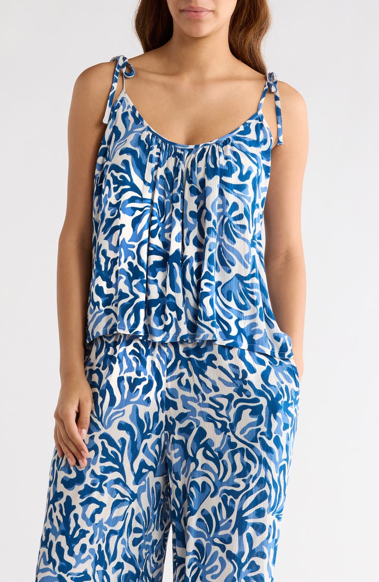 Elan Tie Strap Flowy Cover-Up Top, Alternate, color, Blue Carolina