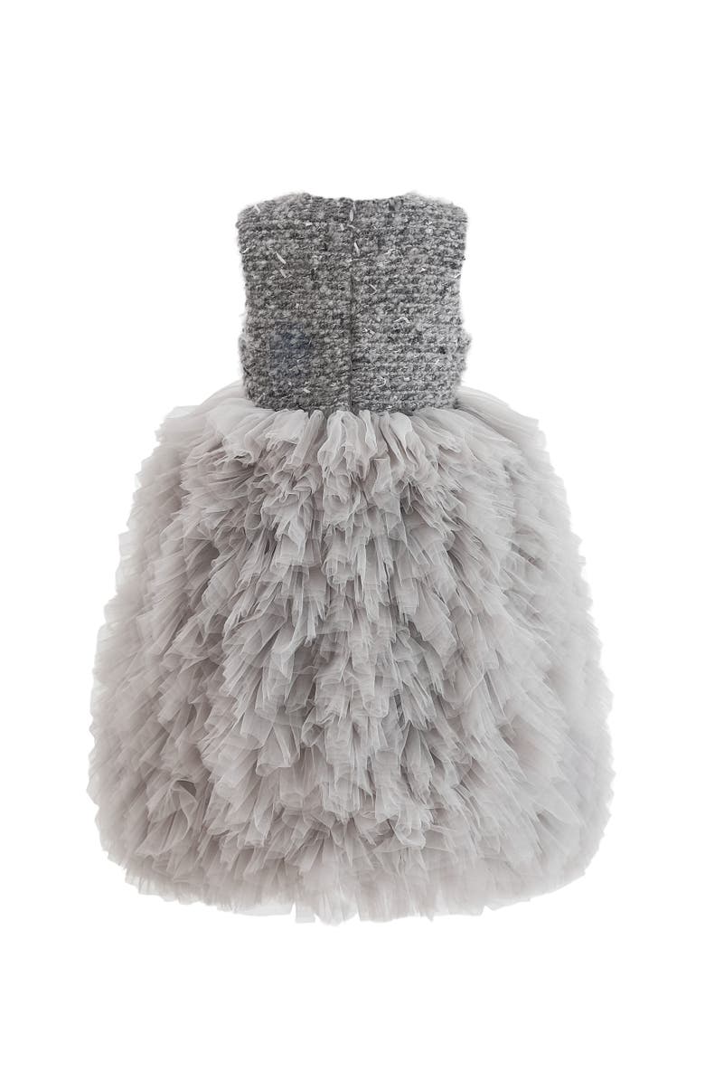 Tulleen Textured Bodice Tulle Gown, Alternate, color, Grey
