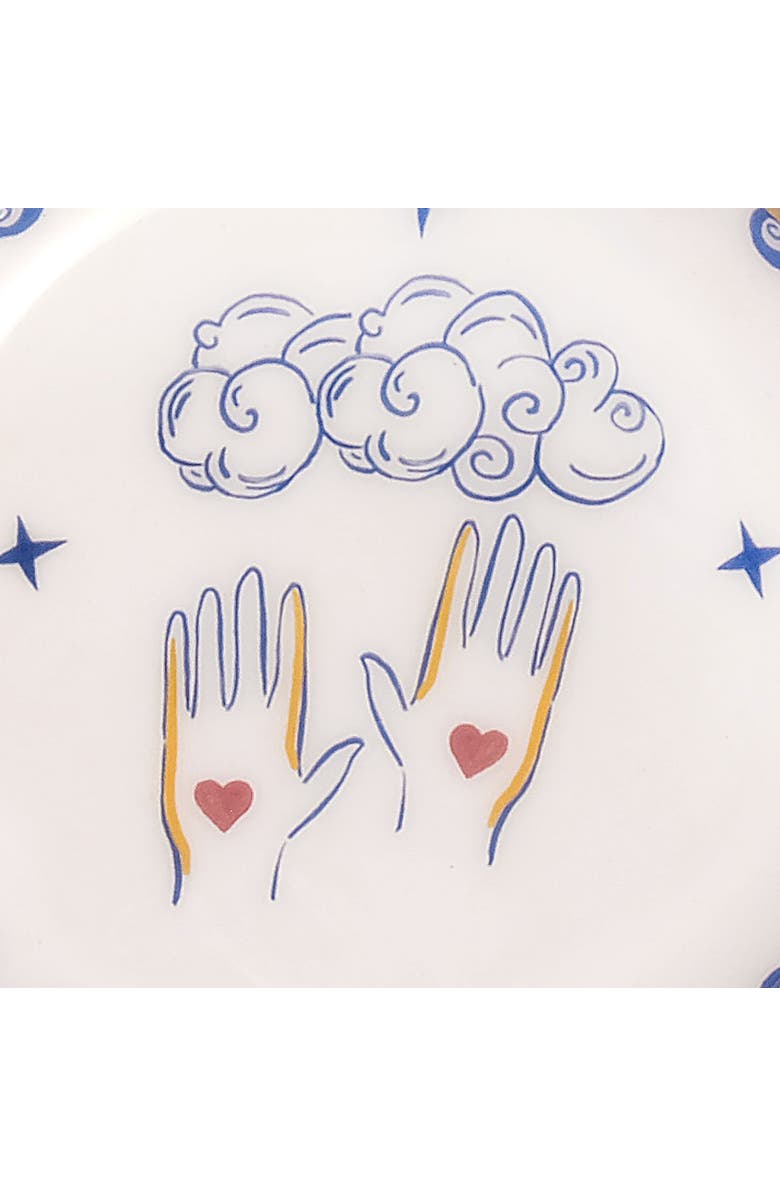 Zsa Zsa Zsu Agra Hand Patterned Round Metal Decorative Tray Set Of 4, Alternate, color, White