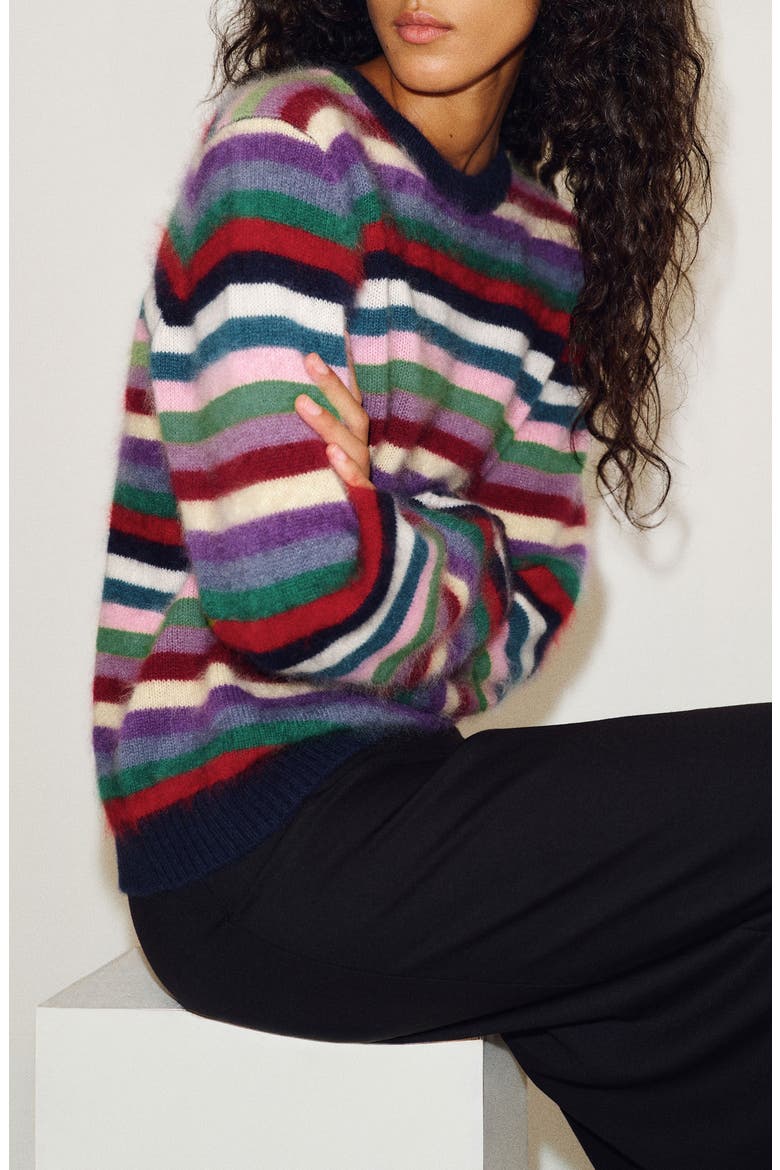 x Alexa Chung Hug Cashmere Sweater, Alternate, color, MULTI STRIPE