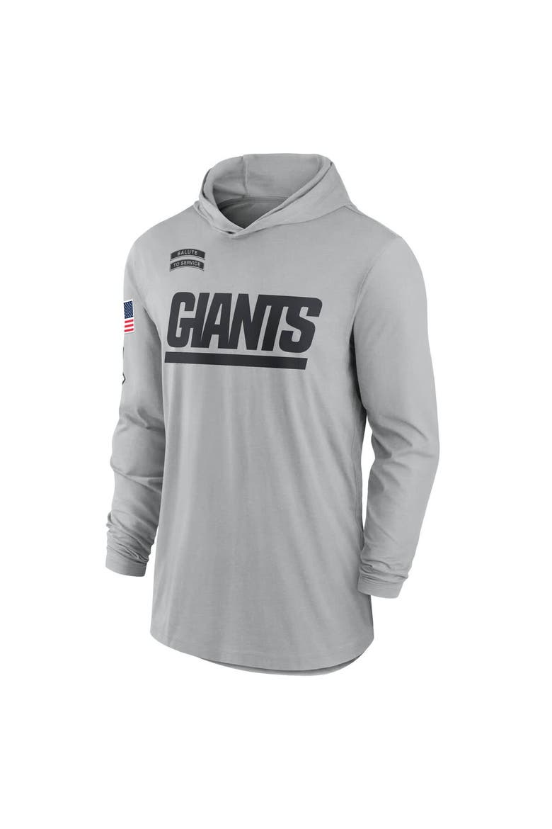 Men's Nike Gray New York Giants 2024 Salute to Service Lightweight Performance Long Sleeve Hooded T-Shirt, Alternate, color, Gray