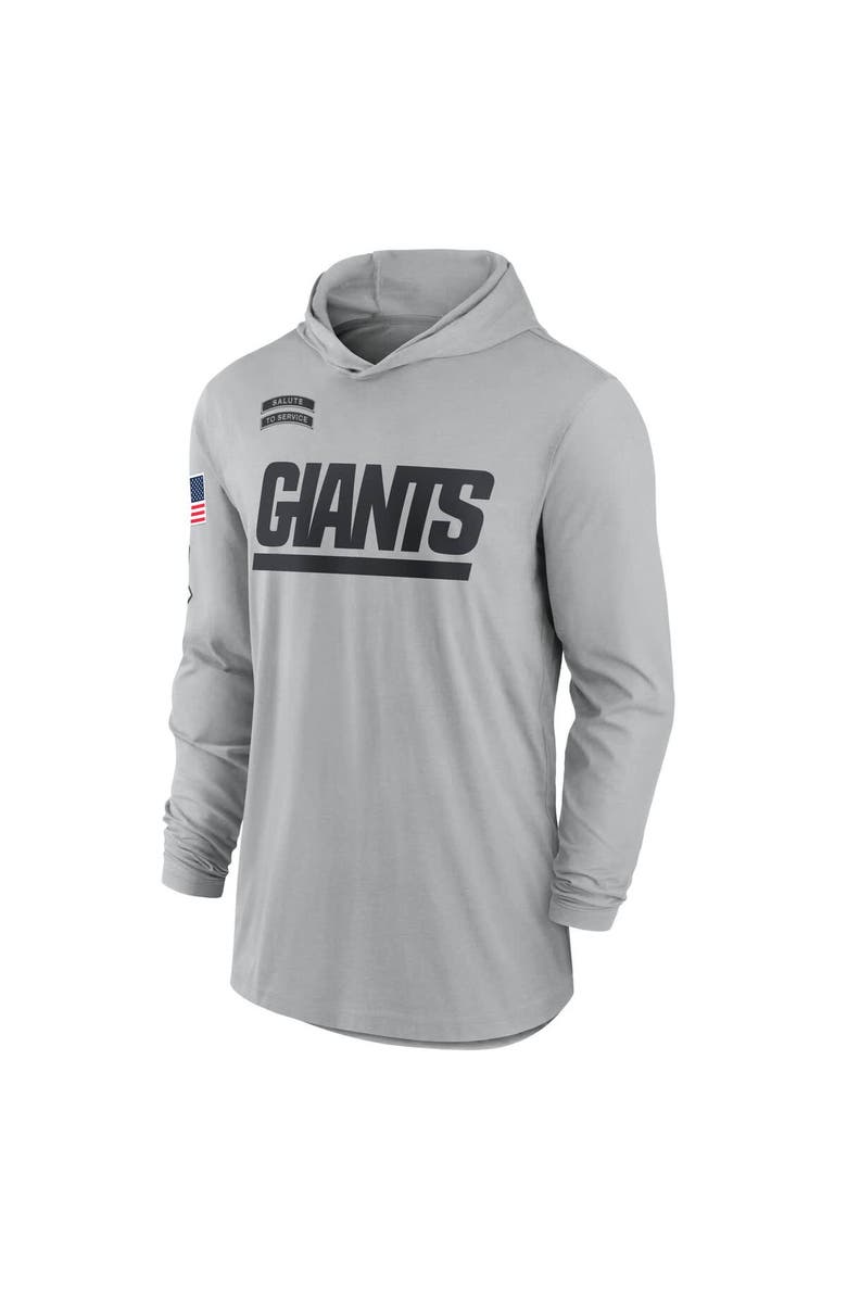 Nike Men's Nike Gray New York Giants 2024 Salute to Service Lightweight Performance Long Sleeve Hooded T-Shirt, Alternate, color, 