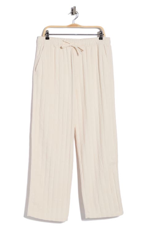 Ecru Textured Pants
