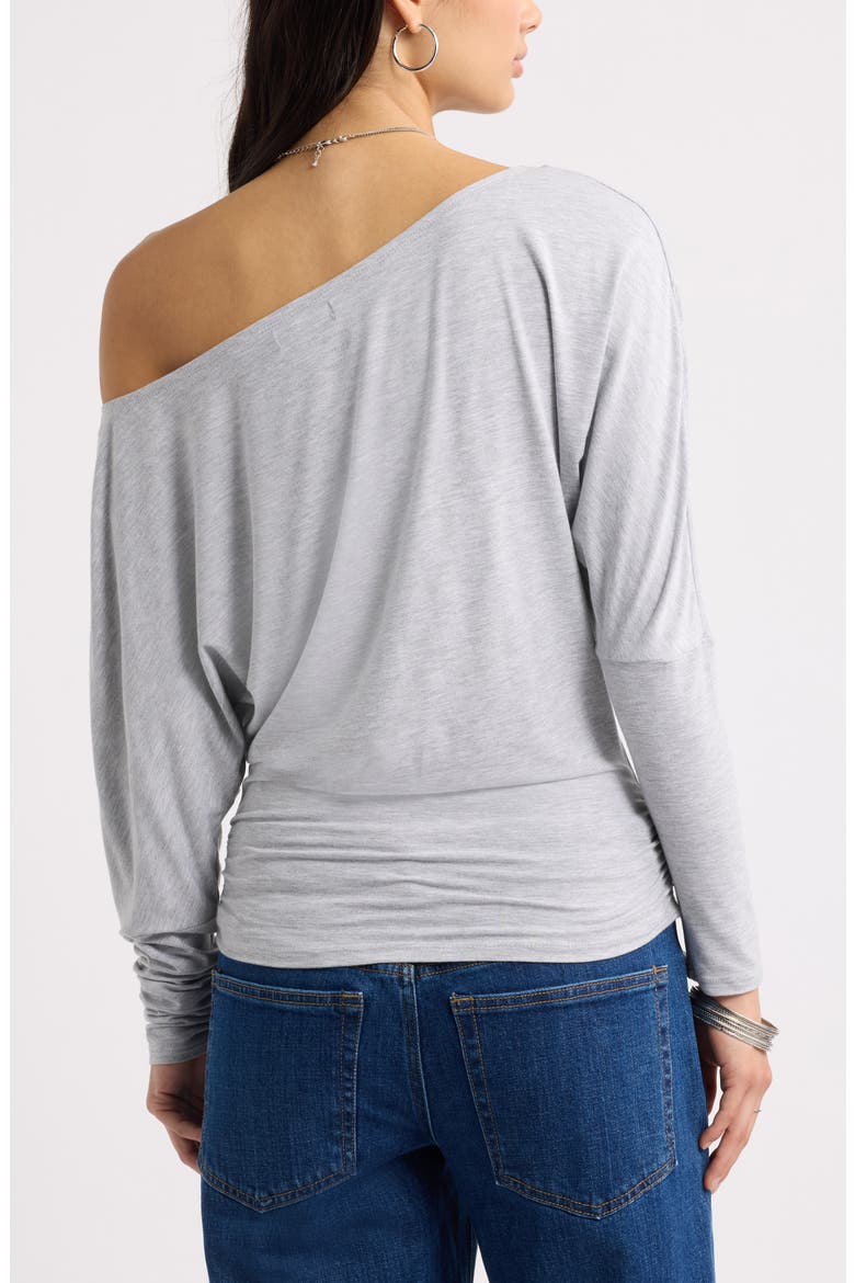 Long Sleeve Cinch Waist Top, Alternate, color, GREY SOFT HEATHER