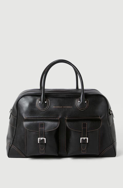 Grained calfskin weekender bag